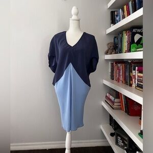 Marie Oliver navy and blue silk tunic dress size small